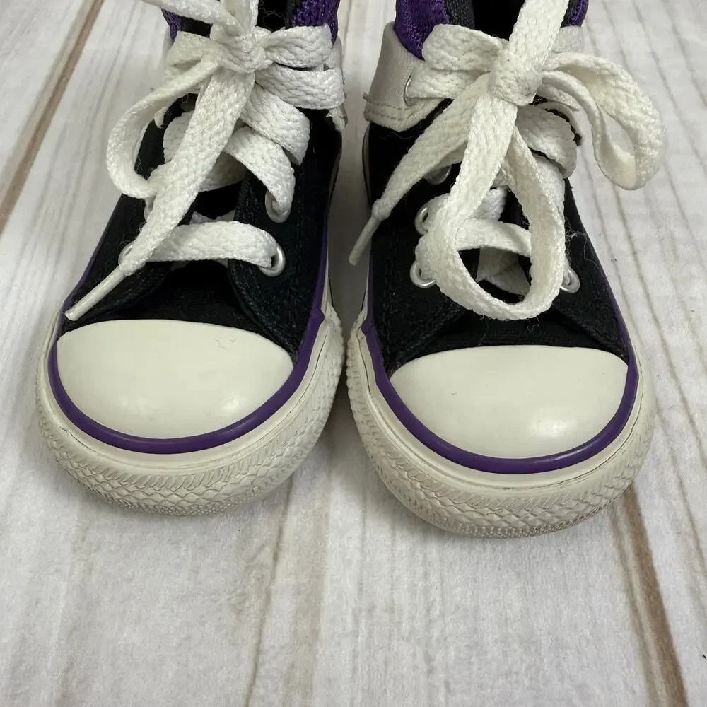 Converse All Star Chuck Taylor Toddler Baby High Top Sneakers Black Purple 4C